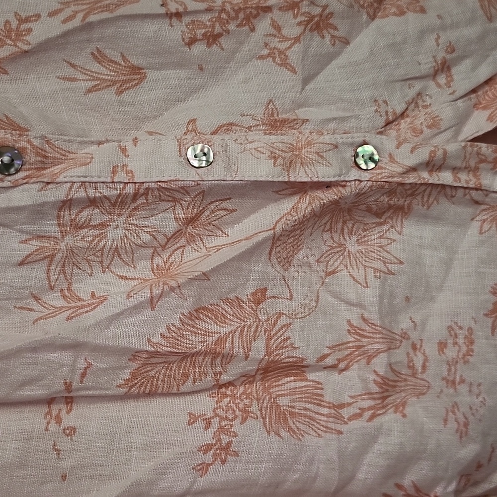 Cynthia Rowley 100% Linen Button Down Tropical Print Shirt - Picture 4 of 14
